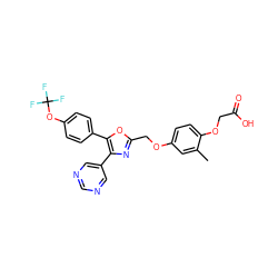 Cc1cc(OCc2nc(-c3cncnc3)c(-c3ccc(OC(F)(F)F)cc3)o2)ccc1OCC(=O)O ZINC000049793140