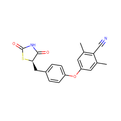 Cc1cc(Oc2ccc(C[C@H]3SC(=O)NC3=O)cc2)cc(C)c1C#N ZINC000045358471