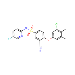 Cc1cc(Oc2ccc(S(=O)(=O)Nc3ccc(F)cn3)cc2C#N)cc(Cl)c1C ZINC000473200996