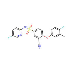 Cc1cc(Oc2ccc(S(=O)(=O)Nc3ccc(F)cn3)cc2C#N)ccc1F ZINC000473201000