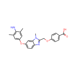 Cc1cc(Oc2ccc3nc(COc4ccc(C(=O)O)cc4)n(C)c3c2)cc(C)c1N ZINC000204535902