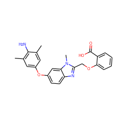 Cc1cc(Oc2ccc3nc(COc4ccccc4C(=O)O)n(C)c3c2)cc(C)c1N ZINC000204554545