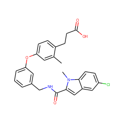 Cc1cc(Oc2cccc(CNC(=O)c3cc4cc(Cl)ccc4n3C)c2)ccc1CCC(=O)O ZINC000028825486