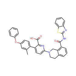 Cc1cc(Oc2ccccc2)ccc1-c1ccc(N2CCc3cccc(C(=O)Nc4nc5ccccc5s4)c3C2)nc1C(=O)O ZINC000144472390