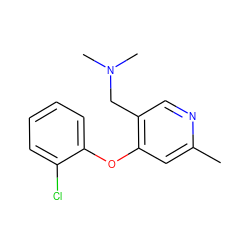 Cc1cc(Oc2ccccc2Cl)c(CN(C)C)cn1 ZINC000029125204