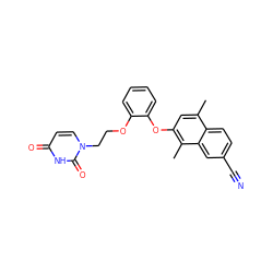 Cc1cc(Oc2ccccc2OCCn2ccc(=O)[nH]c2=O)c(C)c2cc(C#N)ccc12 ZINC001772610254