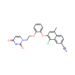 Cc1cc(Oc2ccccc2OCCn2ccc(=O)[nH]c2=O)c(Cl)c2cc(C#N)ccc12 ZINC001772603525