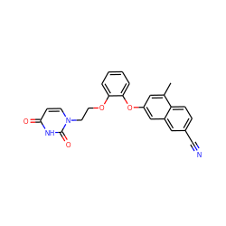 Cc1cc(Oc2ccccc2OCCn2ccc(=O)[nH]c2=O)cc2cc(C#N)ccc12 ZINC001772619652