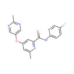 Cc1cc(Oc2cnc(C)nc2)cc(C(=O)Nc2ccc(F)cn2)n1 ZINC000096927036