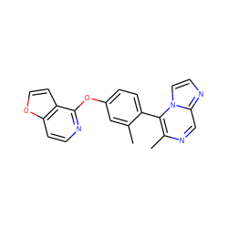 Cc1cc(Oc2nccc3occc23)ccc1-c1c(C)ncc2nccn12 ZINC000149487853