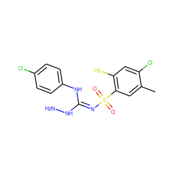 Cc1cc(S(=O)(=O)/N=C(/NN)Nc2ccc(Cl)cc2)c(S)cc1Cl ZINC000006018744