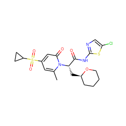 Cc1cc(S(=O)(=O)C2CC2)cc(=O)n1[C@@H](C[C@@H]1CCCCO1)C(=O)Nc1ncc(Cl)s1 ZINC000095602591