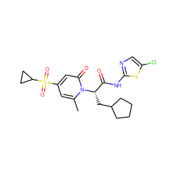 Cc1cc(S(=O)(=O)C2CC2)cc(=O)n1[C@@H](CC1CCCC1)C(=O)Nc1ncc(Cl)s1 ZINC000043196707