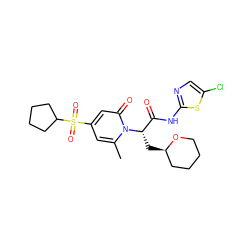 Cc1cc(S(=O)(=O)C2CCCC2)cc(=O)n1[C@@H](C[C@@H]1CCCCO1)C(=O)Nc1ncc(Cl)s1 ZINC000095601013