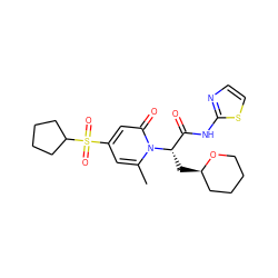 Cc1cc(S(=O)(=O)C2CCCC2)cc(=O)n1[C@@H](C[C@@H]1CCCCO1)C(=O)Nc1nccs1 ZINC000095604163