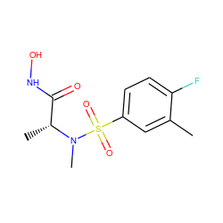 Cc1cc(S(=O)(=O)N(C)[C@H](C)C(=O)NO)ccc1F ZINC000263621200