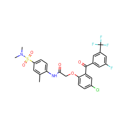 Cc1cc(S(=O)(=O)N(C)C)ccc1NC(=O)COc1ccc(Cl)cc1C(=O)c1cc(F)cc(C(F)(F)F)c1 ZINC000028566550