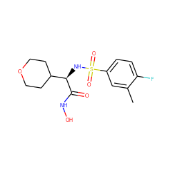 Cc1cc(S(=O)(=O)N[C@@H](C(=O)NO)C2CCOCC2)ccc1F ZINC000003818457