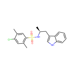 Cc1cc(S(=O)(=O)N[C@@H](C)Cc2c[nH]c3ccccc23)c(C)cc1Cl ZINC000028820589