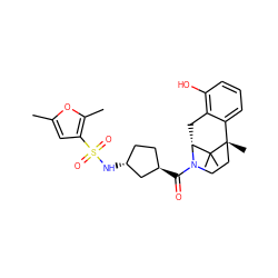 Cc1cc(S(=O)(=O)N[C@@H]2CC[C@@H](C(=O)N3CC[C@@]4(C)c5cccc(O)c5C[C@@H]3C4(C)C)C2)c(C)o1 ZINC000205482489