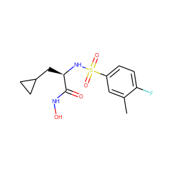 Cc1cc(S(=O)(=O)N[C@H](CC2CC2)C(=O)NO)ccc1F ZINC000014946093