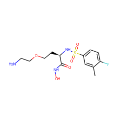 Cc1cc(S(=O)(=O)N[C@H](CCOCCN)C(=O)NO)ccc1F ZINC000028568921