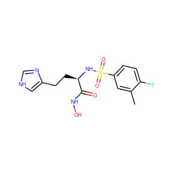 Cc1cc(S(=O)(=O)N[C@H](CCc2c[nH]cn2)C(=O)NO)ccc1F ZINC000014946100