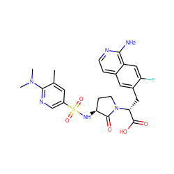 Cc1cc(S(=O)(=O)N[C@H]2CCN([C@H](Cc3cc4ccnc(N)c4cc3F)C(=O)O)C2=O)cnc1N(C)C ZINC000142549680