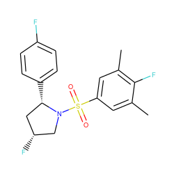 Cc1cc(S(=O)(=O)N2C[C@H](F)C[C@@H]2c2ccc(F)cc2)cc(C)c1F ZINC000653766303