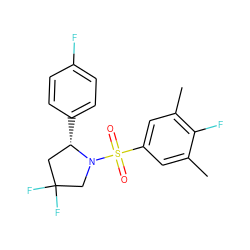 Cc1cc(S(=O)(=O)N2CC(F)(F)C[C@@H]2c2ccc(F)cc2)cc(C)c1F ZINC000653775506