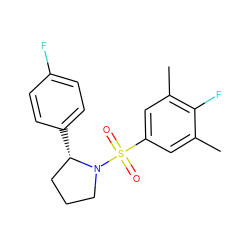 Cc1cc(S(=O)(=O)N2CCC[C@@H]2c2ccc(F)cc2)cc(C)c1F ZINC000001048930