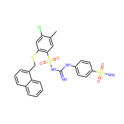 Cc1cc(S(=O)(=O)NC(=N)Nc2ccc(S(N)(=O)=O)cc2)c(SCc2cccc3ccccc23)cc1Cl ZINC000103224444