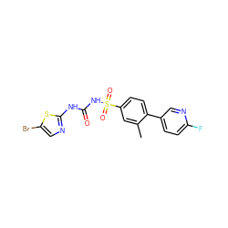 Cc1cc(S(=O)(=O)NC(=O)Nc2ncc(Br)s2)ccc1-c1ccc(F)nc1 ZINC000045394399