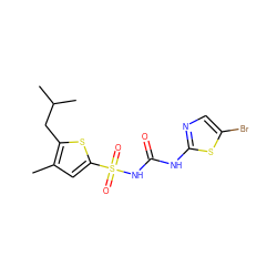 Cc1cc(S(=O)(=O)NC(=O)Nc2ncc(Br)s2)sc1CC(C)C ZINC000045335717