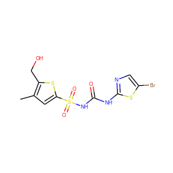 Cc1cc(S(=O)(=O)NC(=O)Nc2ncc(Br)s2)sc1CO ZINC000045368224