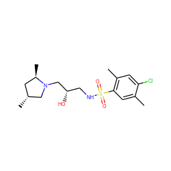 Cc1cc(S(=O)(=O)NC[C@H](O)CN2C[C@H](C)C[C@H]2C)c(C)cc1Cl ZINC000028892188