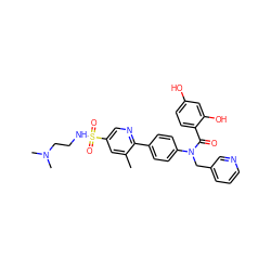 Cc1cc(S(=O)(=O)NCCN(C)C)cnc1-c1ccc(N(Cc2cccnc2)C(=O)c2ccc(O)cc2O)cc1 ZINC000653760110