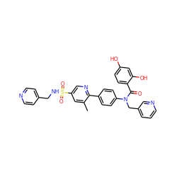 Cc1cc(S(=O)(=O)NCc2ccncc2)cnc1-c1ccc(N(Cc2cccnc2)C(=O)c2ccc(O)cc2O)cc1 ZINC000653764978