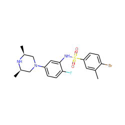 Cc1cc(S(=O)(=O)Nc2cc(N3C[C@H](C)N[C@H](C)C3)ccc2F)ccc1Br ZINC000095598623