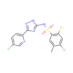 Cc1cc(S(=O)(=O)Nc2nc(-c3ccc(Cl)cn3)n[nH]2)c(S)cc1Cl ZINC000001645173