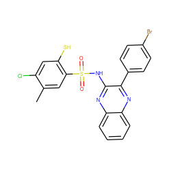 Cc1cc(S(=O)(=O)Nc2nc3ccccc3nc2-c2ccc(Br)cc2)c(S)cc1Cl ZINC000027312980