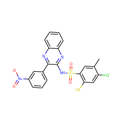 Cc1cc(S(=O)(=O)Nc2nc3ccccc3nc2-c2cccc([N+](=O)[O-])c2)c(S)cc1Cl ZINC000001663290