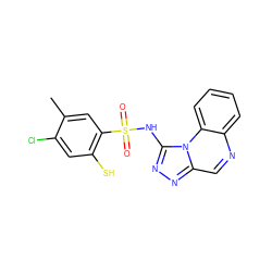 Cc1cc(S(=O)(=O)Nc2nnc3cnc4ccccc4n23)c(S)cc1Cl ZINC000001645171