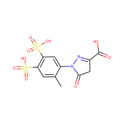 Cc1cc(S(=O)(=O)O)c(S(=O)(=O)O)cc1N1N=C(C(=O)O)CC1=O ZINC000004016142