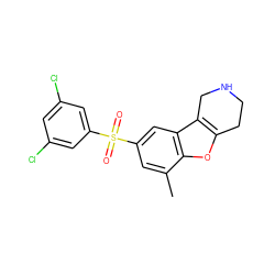 Cc1cc(S(=O)(=O)c2cc(Cl)cc(Cl)c2)cc2c3c(oc12)CCNC3 ZINC000147521251