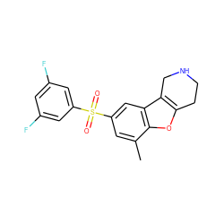 Cc1cc(S(=O)(=O)c2cc(F)cc(F)c2)cc2c3c(oc12)CCNC3 ZINC000147518646