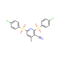 Cc1cc(S(=O)(=O)c2ccc(Cl)cc2)nc(S(=O)(=O)c2ccc(Cl)cc2)c1C#N ZINC000006244440