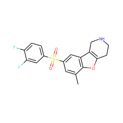 Cc1cc(S(=O)(=O)c2ccc(F)c(F)c2)cc2c3c(oc12)CCNC3 ZINC000147557405