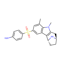 Cc1cc(S(=O)(=O)c2ccc(N)cc2)cc2c3c(n(C)c12)C[C@H]1CC[C@H]3N1 ZINC000100632713