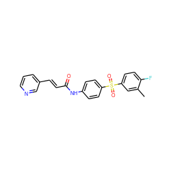 Cc1cc(S(=O)(=O)c2ccc(NC(=O)/C=C/c3cccnc3)cc2)ccc1F ZINC000142567264